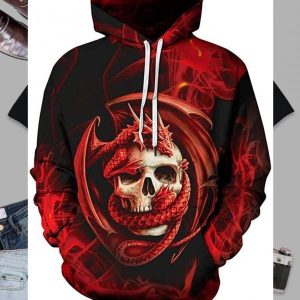 Dragon Skull Red Basic 3D Printed Sublimation Hoodie