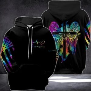Faith Cross Wings Colorfull Jesus Hoodie 3D