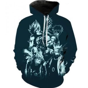 Famous Japanese Anime Characters Black And White Dope Hoodie
