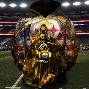 Football Team Nfl Pittsburgh Steelers 3d Hoodie Skull
