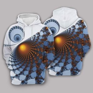 Fractal White And Blue Amazing 3D Printed Sublimation Hoodie