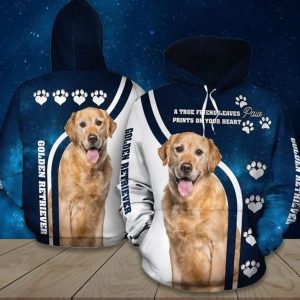Golden Retriever Blue And White Amazing 3D Printed Sublimation Hoodie