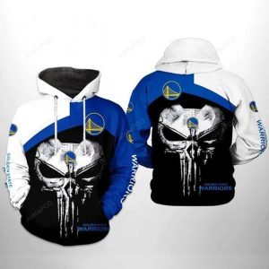 Golden State Warriors NBA Skull Punisher Team 3D All Over Print Hoodie