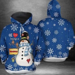 Grandma Christmas Snowman Blue Nice 3D Printed Sublimation Hoodie