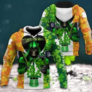 Happy St PatrickS Day Irish Skull 3D All Over Printed Unisex
