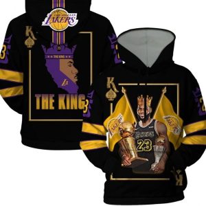 He King Lebron James Los Angeles Lakers Champion Trophy 3D Printed Hoodie