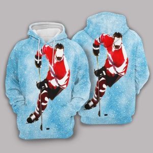 Hockey Blue Unique 3D Printed Sublimation Hoodie