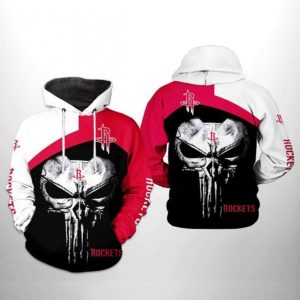 Houston Rockets NBA Skull Punisher Team 3D Printed Hoodie