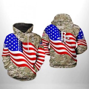 Houston Rockets NBA US Flag Camo Veteran Team 3D Printed Hoodie
