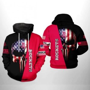 Houston Rockets NBA US Flag Skull Team 3D Printed Hoodie