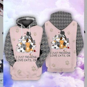I Just Freaking Loves Cats 3D All Over Printed Hooodie