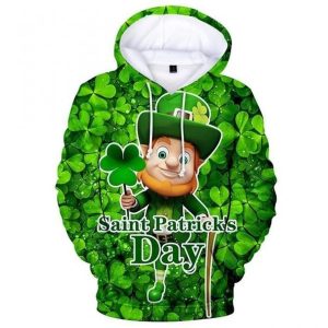 Irish Shamrock Clover Unisex 3D Hoodie