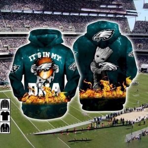 It Is My DNA Philadelphia Eagles Baby Groot Ripped 3D Hoodie