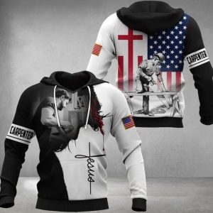 Jesus Carpenter American Flag Jesus Hoodie 3D