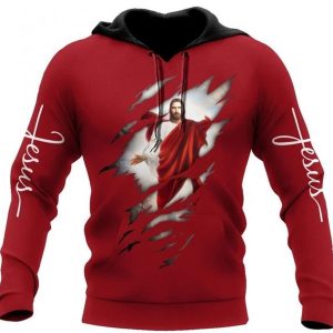 Jesus Christ Red Color Jesus Hoodie 3D