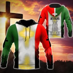 Jesus Is My Everything Red And Green Color Jesus Hoodie 3D