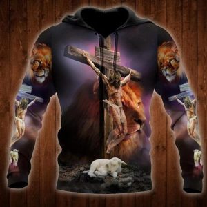 Jesus Nailed On Cross Purple Color Jesus Hoodie 3D