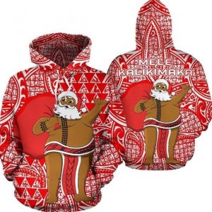 Kakau Santa Mele Hawaii Red Unique 3D Printed Sublimation Hoodie