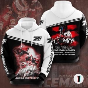 Kimi Rikknen 20 Years Formula 1 Thank You For The Memories 3D Hoodie