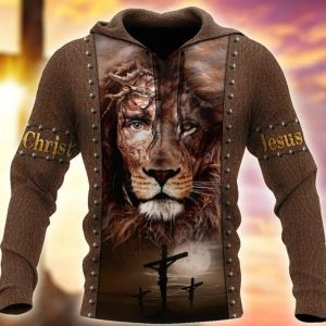 Lion Jesus Leather Jesus Hoodie 3D