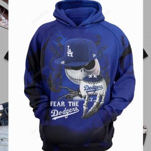 Los Angeles Dodgers 3d Hoodie  Skull