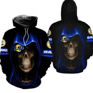 Los Angeles Rams Skull All Over Print Nfl Gift For Fan 3D Hoodie