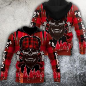 Lumberjack Black Red Amazing 3D Printed Sublimation Hoodie