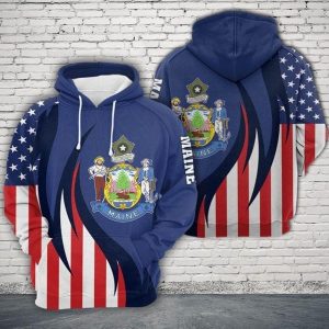 Maine Blue Unique 3D Printed Sublimation Hoodie