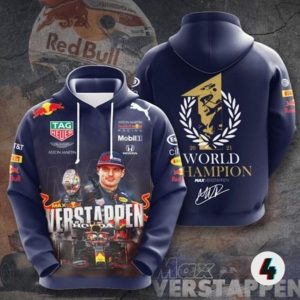 Max Verstappen 2021 Formula 1 World Champion Signature 3D Hoodie