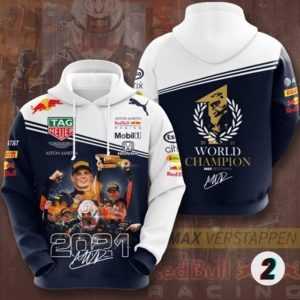 Max Verstappen 2021 Formula 1 World Champion Signature Hoodie 3D 1