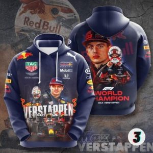 Max Verstappen 2021 Formula 1 World Champion Signature Hoodie 3D