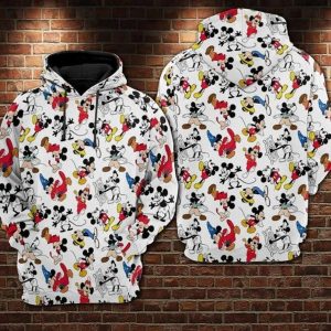 Mickey Mouse Disney Pattern Over Print 3D Hoodie