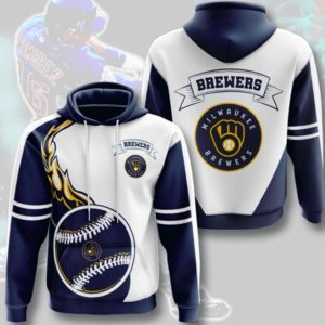 Milwaukee Brewers White Hoodie 3D