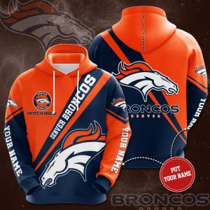 NFL Broncos Denver United on Orange 3D Hoodie