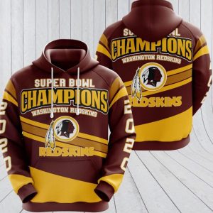 NFL Champions Washington Redskins 3D Hoodie