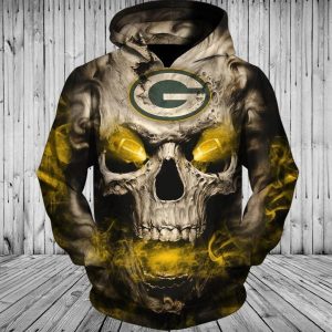 NFL Green Bay Packers 3D Hoodie Go Pack Go Team Skull