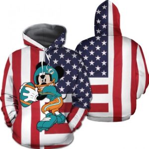NFL Miami Dolphins Hoodie American Flag Disney Mickey 3D