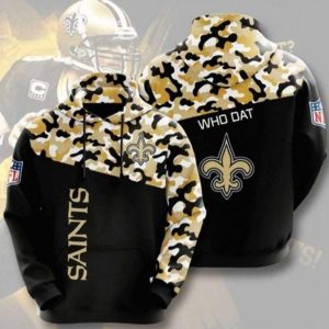 NFL New Orleans Saints Camouflage Football Team 3D Hoodie