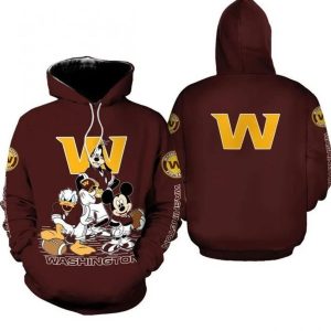 NFL Washington Football Team Disney Mickey Mouse And Friends Mens And Womens 3D Hoodie