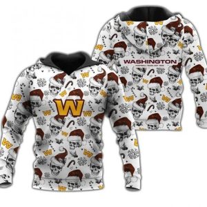 NFL Washington Football Team Merry Christmas Skulls NFL Gift For Fan 3D Hoodie