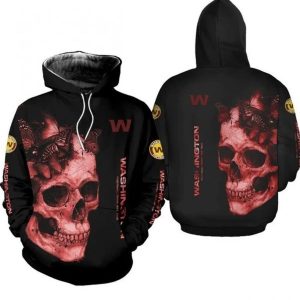 NFL Washington Football Team Skull And Butterflies Mens And Womens 3D Hoodie