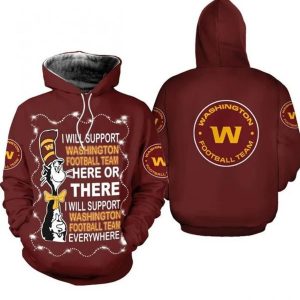 NFL Washington Football Team The Cat In The Hat Mens And Womens NFL Gift For Fan 3D Hoodie