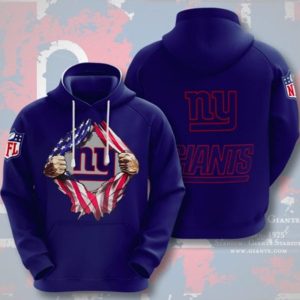NY Giants Blue Hoodie 3D