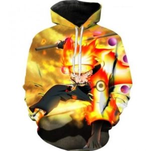 Naruto On Fire 3D Printed Super Dope Anime Themed Hoodie