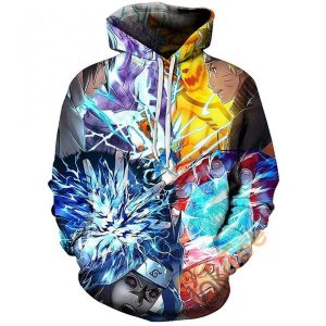 Naruto Print Pullover With Front Pocket Sku127 Hoodie 3D