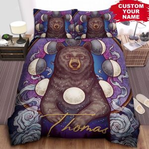 Native American Bear And Moon Phases Bed Sheets Spread Comforter Duvet Cover Bedding Sets