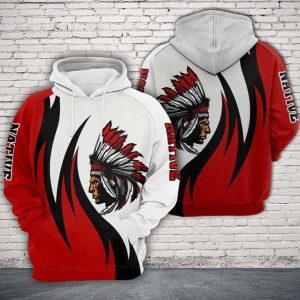 Native American White Red 3D Printed Sublimation Hoodie