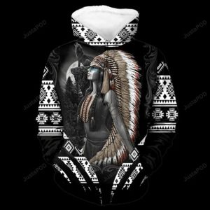 Native Girl With Aboriginal Feather Hat 3D Hoodie