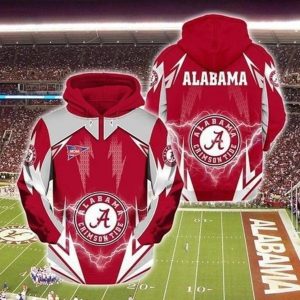 Ncaa Alabama Crimson Tide Custom Thunder Pattern 3d Hoodie