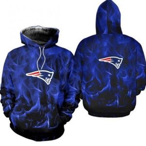 New England Patriots On Fire 3D Pullover Hoodie